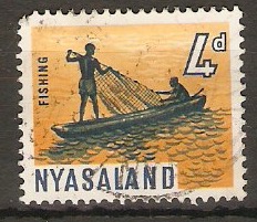 Nyasaland 1964 4d Indigo and orange-yellow. SG203.